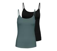 Spaghettitop ONLY "ONLLOVE - Spaghettitops im Doppelpack mit elastischem Tragekomfort", Damen, Gr. M, schwarz pack:schwarz, balsam grün, Jersey, Obermaterial: 95% Baumwolle, 5% Elasthan, unifarben, re
