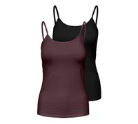 Spaghettitop ONLY "ONLLOVE - Spaghettitops im Doppelpack mit elastischem Tragekomfort", Damen, Gr. S, schwarz pack:schwarz, winetasting, Jersey, Obermaterial: 95% Baumwolle, 5% Elasthan, unifarben, re
