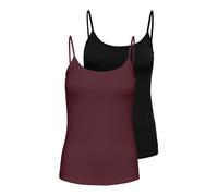 Spaghettitop ONLY "ONLLOVE - Spaghettitops im Doppelpack mit elastischem Tragekomfort", Damen, Gr. XL, schwarz (schwarz pack:schwarz, windsor wine), Jersey, Obermaterial: 95% Baumwolle, 5% Elasthan, u