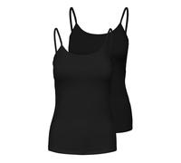 Spaghettitop ONLY "ONLLOVE - Spaghettitops im Doppelpack mit elastischem Tragekomfort", Damen, Gr. XXL, schwarz pack:schwarz, peach taffy, Jersey, Obermaterial: 95% Baumwolle, 5% Elasthan, unifarben,