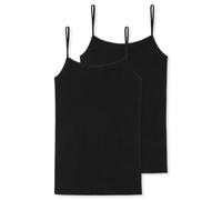 Spaghettitop SCHIESSER "95/5", Damen, Gr. 38, 000, schwarz, Single Jersey, Obermaterial: 95% Baumwolle, 5% Elasthan, hüftbedeckend, eckiger Ausschnitt, Tops, schmale Träger, Single-Jersey Qualität, Co