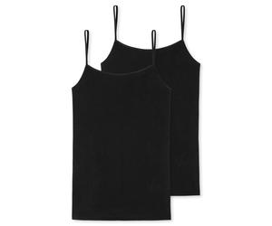 Spaghettitop SCHIESSER "95/5", Damen, Gr. 40, 000, schwarz, Single Jersey, Obermaterial: 95% Baumwolle, 5% Elasthan, hüftbedeckend, eckiger Ausschnitt, Tops, schmale Träger, Single-Jersey Qualität, Co