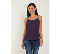 Spaghettitop SEIDEL MODEN, Damen, Gr. 48, lila (pflaume), Obermaterial: 95% Viskose, 5% Elasthan, unifarben, regular fit taillenbedeckt, V-Ausschnitt, Tops, mit dezentem V-Ausschnitt, MADE IN GERMANY 