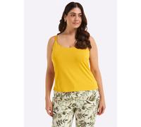 Spaghettitop SHEEGO, Damen, Gr. 50, limone, 70% Modal, 24% Polyester, 6% Elasthan, unifarben, Rundhals, Tops (91697648-50) limone