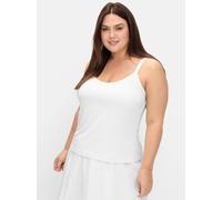 Spaghettitop SHEEGO, Damen, Gr. 52, weiß (sanftes weiß), 70% Modal, 24% Polyester, 6% Elasthan, unifarben, Rundhals, Tops (41427101-52) sanftes weiß