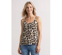 Spaghettitop STREET ONE, Damen, Gr. 44, timeless beige, Stoff, 95% Viskose, 5% Elasthan, gemustert, normal normal, V-Ausschnitt, abgesteppt, Tops, aus softer Viskose (49122818-44) timeless beige