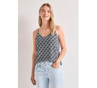 Spaghettitop STREET ONE, Damen, Gr. 46, shadowed navy, Stoff, 95% Viskose, 5% Elasthan, gemustert, normal normal, V-Ausschnitt, abgesteppt, Tops, aus softer Viskose (37239522-46) shadowed navy