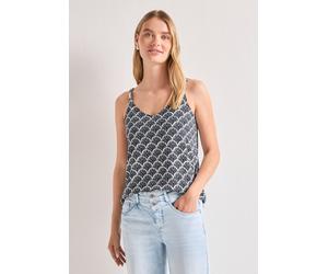 Spaghettitop STREET ONE, Damen, Gr. 46, shadowed navy, Stoff, 95% Viskose, 5% Elasthan, gemustert, normal normal, V-Ausschnitt, abgesteppt, Tops, aus softer Viskose (37239522-46) shadowed navy