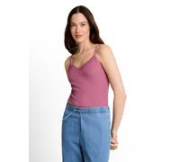Spaghettitop TOM TAILOR DENIM, Damen, Gr. S, dusty berry, Feinripp, Obermaterial: 93% Baumwolle, 7% Elasthan, unifarben, körpernah hüftbedeckend, V-Ausschnitt, Tops, Sommertop mit Spitze (51439657-S)