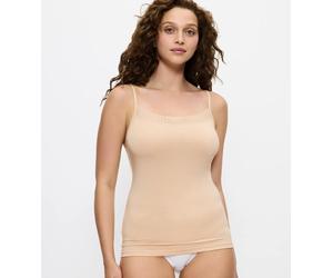 Spaghettitop TRIUMPH "Feel of Modal Spaghetti Top", Damen, Gr. M, beige, Single Jersey, Obermaterial: 87% Modal, 13% Elasthan, figurbetont hüftbedeckend, ohne Ausschnitt, Tops, sehr weich (18179265-M)
