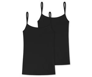 Spaghettitop UNCOVER BY SCHIESSER "Uncover Cotton", Damen, Gr. 3XL, 000, schwarz, Single Jersey, Obermaterial: 95% Baumwolle, 5% Elasthan, figurbetont hüftbedeckend, tiefer Rundhals, Tops, tiefer Rund