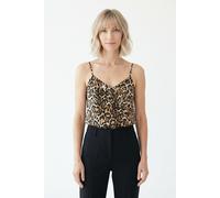 Spaghettitop VERO MODA "VMJOSIE SINGLET WVN GA", Damen, Gr. M, braun (silber lining aop:bella), Web, Obermaterial: 83% Viskose, 17% Nylon, bedruckt, regular fit normal, V-Ausschnitt, Tops, Viskosemisc