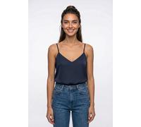 Spaghettitop VERO MODA "VMJOSIE SINGLET WVN GA", Damen, Gr. S, blau (navy blazer), Web, Obermaterial: 83% Viskose, 17% Nylon, unifarben, regular fit normal, V-Ausschnitt, Tops, Viskosemischung, regula