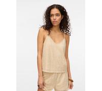 Spaghettitop VERO MODA "VMMAYA V-NECK SINGLET TOP JRS", Damen, Gr. M, birch, Jersey, Obermaterial: 95% Polyester, 5% Elasthan, unifarben, regular fit normal, V-Ausschnitt, Tops, Materialmix, regular f