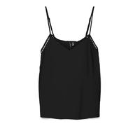 Spaghettitop VERO MODA "VMMENNY LACE SINGLET WVN GA", Damen, Gr. L, schwarz, Web, Obermaterial: 100% Viskose, unifarben, regular fit normal, V-Ausschnitt, Tops, Viskose, regular fit (59941324-L) schwa