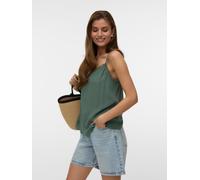 Spaghettitop VERO MODA "VMMENNY LACE SINGLET WVN GA", Damen, Gr. S, laurel wreath, Web, Obermaterial: 100% Viskose, unifarben, regular fit normal, V-Ausschnitt, Tops, Viskose, regular fit (77986638-S)