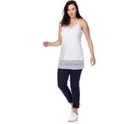 Spaghettitop SHEEGO, Damen, Gr. 58, weiß, 95% Baumwolle, 5% Elasthan, Spitze:10% Elasthan, 90% Polyamid, unifarben, V-Ausschnitt, Tops (90733749-58) weiß