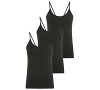 Spaghettitop YSABEL MORA, Damen, Gr. S, schwarz, Single Jersey, Obermaterial: 95% Baumwolle, 5% Elasthan, hüftbedeckend, tiefer Rundhals, Tops, Baumwollmix, elastisch, weich, schmale Träger, atmungsak