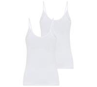 Spaghettitop YSABEL MORA, Damen, Gr. S, weiß, Single Jersey, Obermaterial: 95% Baumwolle, 5% Elasthan, figurbetont hüftlang, V-Ausschnitt, Tops, Baumwollmix, elastisch, atmungsaktiv, weich (12978402-S
