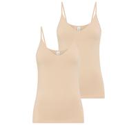 Spaghettitop YSABEL MORA, Damen, Gr. XXL, beige, Single Jersey, Obermaterial: 95% Baumwolle, 5% Elasthan, figurbetont hüftlang, V-Ausschnitt, Tops, Baumwollmix, elastisch, atmungsaktiv, weich (1969683