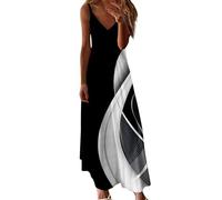 Spaghettiträger Kleider Damen V-Ausschnitt Sommerkleid Blumenkleid Damen Bohemian Resort Kleid Strandkleid Druck Langes Kleid V-Kragen Sexy Mode Strandkleid Elegantes Partykleid