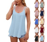 Spaghettiträger Top Damen Kurz, Ärmellose Hemd Damen Baumwolle Bluse Atmungsaktiv Shirt Spitze Tanktop Elegant Spitzenbluse Tunika Ärmelloses Oberteil Shirt Ohne Ärmel Sommer Tshirt Tank Top