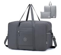 SPAHER Handgepäck Tasche Reisetasche 55x35x25 KLM Air France Transavia Leichte Reisetasche Faltbare Groß 51L wasserdichte Tasche Flugzeug Weekender Damen Herren Travel Duffle Bag Cabin Bag Grau