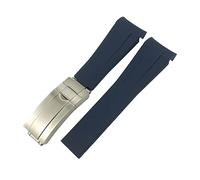 SPAKAMTZTK Gebogenes Ende 21 mm 20 mm 22 mm 19mm Silikon Gummi -Uhrband -kompatibel for Rolex kompatibel for Daytona kompatibel for mittlere Greenwich-Zeit Armband Uhrenarmband(Blue,20MM_MATTE SILVER)