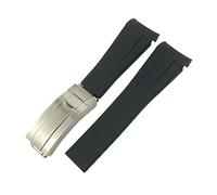 SPAKAMTZTK Gebogenes Ende 21 mm 20 mm 22 mm 19mm Silikon Gummi -Uhrband -kompatibel for Rolex kompatibel for Daytona kompatibel for mittlere Greenwich-Zeit Armband Uhrenarmband(Black,21MM_SILVER GOLDE