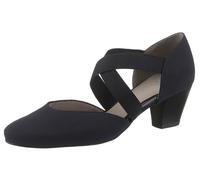 Spangenpumps ARA "TOULOUSE", Damen, Gr. 2,5, blau (dunkelblau), Textil, unifarben, Schuhe Spangenpumps, Abendschuh, Festtagsschuh, Trichterabsatzmit elastischen Riemchen (96729903-2,5) dunkelblau