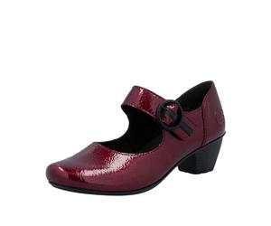 Spangenpumps RIEKER, Damen, Gr. 39, rot (dunkelrot), Lacklederimitat, glänzend, Schuhe Spangenpumps, Riemchenpumps, Festtagsschuh, Trichterabsatz, mit weicher Innensohle (55936728-39) dunkelrot