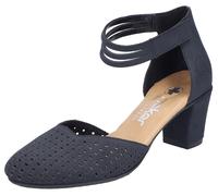 Spangenpumps RIEKER, Damen, Gr. 40, blau (dunkelblau), Nubuklederimitat, Schuhe Spangenpumps, Abendschuh, Festtagsschuh, Trichterabsatz, mit Klettverschluss (65481307-40) dunkelblau