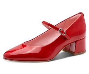 Spangenpumps TAMARIS, Damen, Gr. 35, rot, Lacklederimitat, unifarben, Schuhe Spangenpumps, Blockabsatz, Abendschuh, Festtagsschuh mit verstellbarem Riemchen (73855319-35) rot