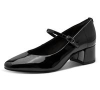 Spangenpumps TAMARIS, Damen, Gr. 38, Textil, schwarz, Lacklederimitat, unifarben, Schuhe Spangenpumps, Blockabsatz, Abendschuh, Festtagsschuh mit verstellbarem Riemchen (89301729-38) schwarz