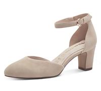 Spangenpumps TAMARIS, Damen, Gr. 39, beige, Ziegenveloursleder, unifarben, Schuhe Spangenpumps, Blockabsatz, gelenkoffener Abendschuh mit Fesselriemchen (51597218-39)