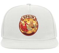 Spanien Dancing Circle Graphic Snapback Flat Visor Cotton Blend Cap White