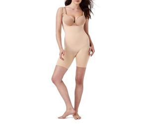 Spanx Damen Spanx Power Open-bust Mid-thigh Bodysuit Shapewear Ganzkörper-Body, Soft Nude, S