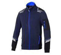 Sparco Arbeits-Sweatshirt Alabama Tech Full Zip für Herren. Technisches Sweatshirt mit abriebfesten Verstärkungen und reflektierenden Details für Baustellen und Werkstätten Blau-Hellblau L