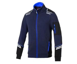 Sparco Arbeits-Sweatshirt Alabama Tech Full Zip für Herren. Technisches Sweatshirt mit abriebfesten Verstärkungen und reflektierenden Details für Baustellen und Werkstätten Blau-Hellblau L