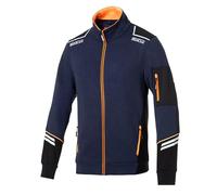 Sparco Arbeits-Sweatshirt Alabama Tech Full Zip Herren. Technisches Sweatshirt mit abriebfesten Verstärkungen mit reflektierenden Details für Baustellen und Werkstätten Blau-Orange L