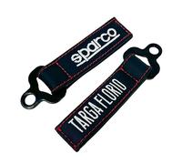sparco Targa Florio-Schlüsselanhänger aus schwarzem Leder, Schwarz, S