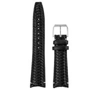 SpaRcz Uhrenarmband aus echtem Leder, gebogenes Ende, Rindsleder, gewebtes Armband, 20-22mm, Schwarzer Stiftverschluss (gebogenes Ende), 22mm