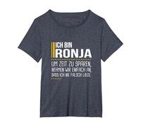 Sparen Sie Zeit Nehmen Wir An, Ronja Ist Nie Falsch Lustig T-Shirt, Damen Große Größen, Blau Meliert, 1X