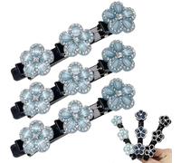 Sparkling Crystal Stone Braided Hair Clips, 3/5 Stück Haarspangen mit funkelnden Kristallsteinen,Haarschmuck, haarklammern,Banana Clip,Glitzernde Kristall-Stein Haarspangen (Grazie Grau*3)