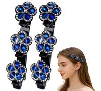 Sparkling Crystal Stone Braided Hair Clips, 3/5 Stück Haarspangen mit funkelnden Kristallsteinen,Haarschmuck, haarklammern,Banana Clip,Glitzernde Kristall-Stein Haarspangen (Lapislazuli Blau*2)