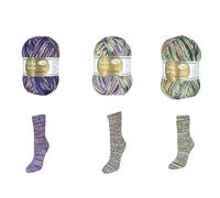 Sparpaket Rellana Flotte Socke Sunshine,4-fädige Sockenwolle, 3 x 100 g, 75% Schurwolle 25% Polyamid, Waschbar 40°, Trocknergeeignet, Made in Italy