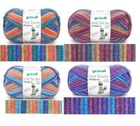 Sparset 4-fädige Sockenwolle Gründl Madena 4 aktuelle Farben (09,10,11,12), 4 x 100 g,75% Schurwolle 25% Polyamid