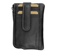 SPARWELL • Herren Damen Schlüsselbörse aus Leder mit RFID Schlüsseletui Portemonnaie Unisex Biker SP5641 (Schwarz)