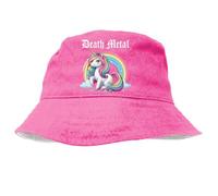 Spaß Kostet Anglerhut Bucket hat Death Metal Einhorn Heavy Black pink rosa lustige Motive