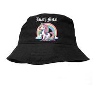 Spaß Kostet Anglerhut Bucket hat Death Metal Einhorn Heavy Black pink rosa lustige Motive